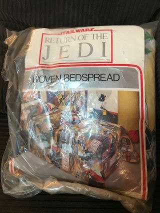 Vintage 1983 Star Wars Return Of The Jedi Twin Size Woven Blanket Bedspread