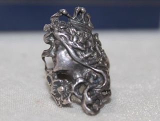 Vintage Art Nouveau Carved Sterling Silver Floral Maiden Crown Ring Size 5
