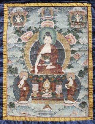 Antique Chinese Sino Tibetan 18th Century Thangka Buddha Bodhisattva Painting