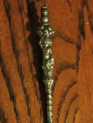Antique Vtg Italy silver plated ornate metal slotted serving spoon angels floral 3