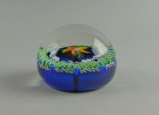Signed Perthshire Paperweight 1983p Millefiori & Lampwork Clements Flower 2.  5 "