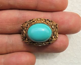 Cina (china) : Old Chinese Turquoise Silver Filigree Brooch