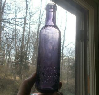 Scituate,  Mass Beaver Dam Spring Co Amethyst Blob Top Soda Mineral Water Bottle