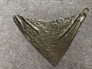 WHITING and DAVIS Gold Metal Mesh Disco 70s Necklace Collar SCARF 3