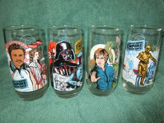 Set Of 4 Star Wars Empire Strikes Back 1980 Burger King/coke Collector Glasses