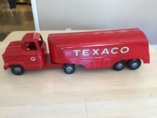 Buddy L Texaco Oil Tanker Large Red Metal Wonderful Vintage 1960 Truck Toy