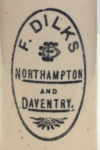 Vintage C1900s F Dilks Northampton And Daventry Stone Ginger Beer Bottle