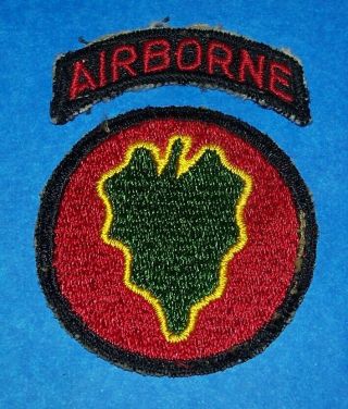 Post Ww2 German Made 24th Infantry Division Patch,  Airborne Tab