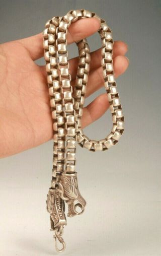 Solid Tibetan Silver Unisex Bikers Heavy Vintage 26 Inch Dragon Necklace
