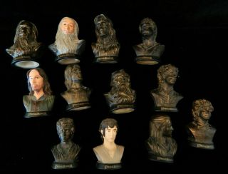 2002 Set Of 12 Lord Of The Rings Two Towers Collectable Mini Small Bust Tomy