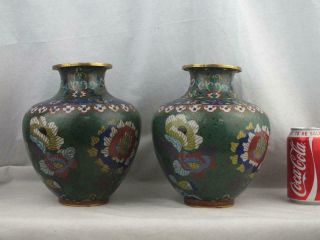 Pair Early 19th C Chinese Porcelain Gilt Metal Cloisonne Vases