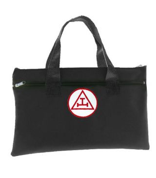 Royal Arch Black Masonic Tote Bag For Freemasons - Red White Triple Tau Icon