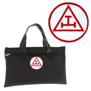 Royal Arch Black Masonic Tote Bag for Freemasons - Red White Triple Tau Icon 2