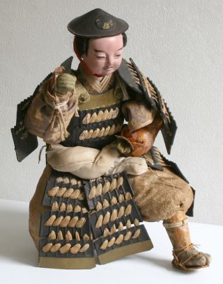 Antique Japanese Musha Ningyo Doll Meiji Period Late 19th Century