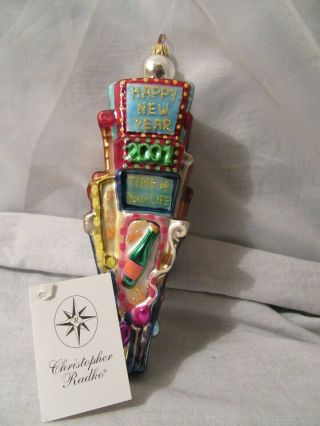 Christopher Radko Christmas Tree Ornament Times Square 2001 Count Down