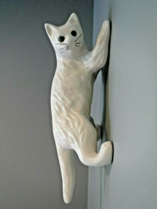 Large Vintage Camark Pottery Climbing Wall Tree White Cat Kitten Kitty 16 "