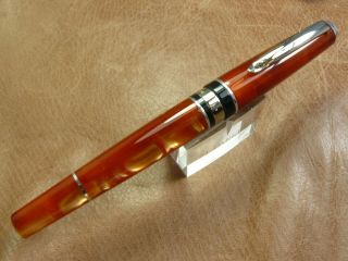 Marlen M10 Lux Fountain Pen Steel Fine Nib In Brown Made From Italian Resin