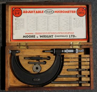 Vintage Moore & Wright Outside Micrometer 0 - 4 " 941x