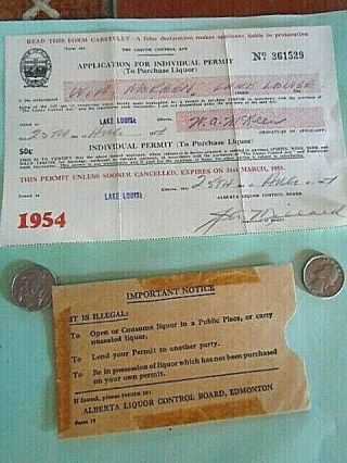 1954 - Application For Liquor License - Alberta Canada