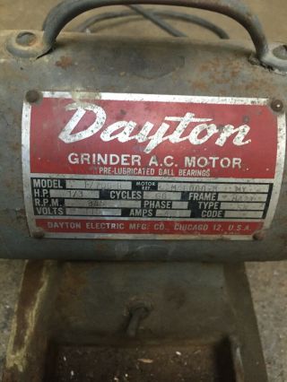 Vintage Dayton Grinder Ac Motor 1z706 - B 1/3 Hp 3450 Rpm