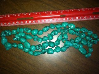 65 Bead 38 " Long 157 Gram Strand Antique Tibetan Turquoise Beads $3 Per Bead