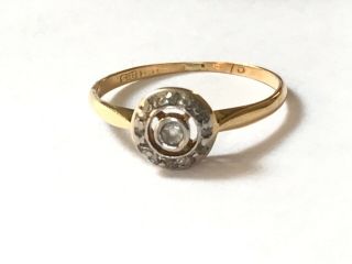 Vintage Art Deco 18 Ct Gold Platinum Diamond Engagement Ring.  Size M