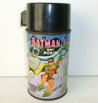 1966 Vintage Batman And Robin Metal Thermos - - Aladdin