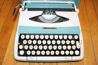 Vintage Smith Corona Corsair 710 Aqua Blue & White Typewriter Carrying Case
