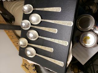 Vintage Set Of 6 Silver Plated Soup Spoons