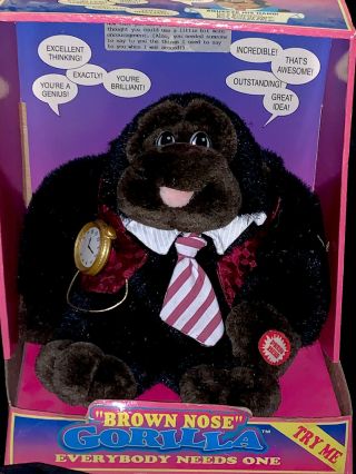 Dandee Brown Nose Gorilla Encouraging Talking Plush Vintage 1985