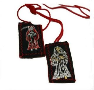 Santa Muerte Escapulario De Hilo - Knotted Mexico Scapulary - Holy Death Red
