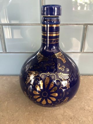 Grand Mayan Reposado Empty Tequila Bottle,  Clay,  Hand Painted Gold Leaf 750ml