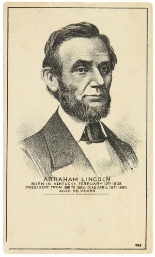 1865 Abraham Lincoln 16th President Of The United States 2.  5x4.  5 Cdv Photo Card