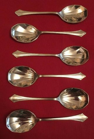 Set Of 6 Vintage Silver Plated Dessert Spoons,  Cooperative C.  1929
