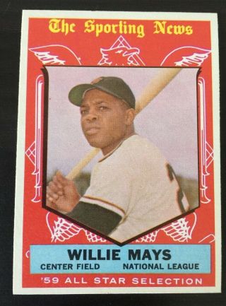 1959 Topps Willie Mays All - Star Baseball Card - Vintage