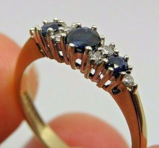 9ct Gold Sapphire & Diamond Ring Size 