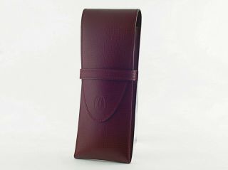 Cartier Brown - Red Leather Pouch For Writing Instruments & Other Items