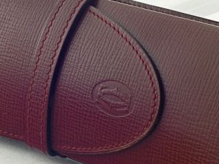 CARTIER BROWN - RED LEATHER POUCH FOR WRITING INSTRUMENTS & OTHER ITEMS 3