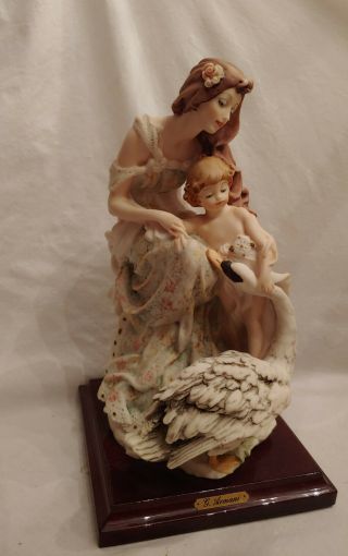 Giuseppe Armani Mother Child & Swan Capodimonte 1987 Florence Figurine 10.  5