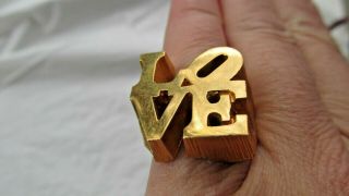 Vintage Pop Art 60s 70s Robert Indiana Love Ring Charles Revson Size 6 Goldplate