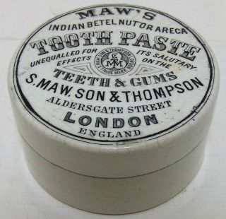 Earlier Maw & Thompson Betel Nut Tooth Paste Pot Lid & Base C1890 