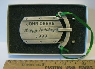 John Deere Leaping Deer Logo 1999 Pewter Sled Christmas Ornament Spec Cast Xmas