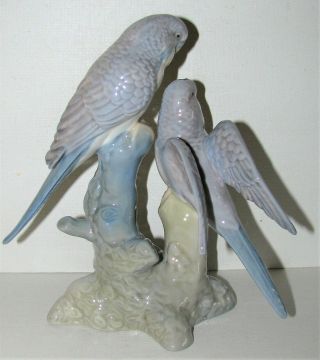 Vintage Miquel Requena Spain Lladro Style Parakeet Pair Fine Porcelain Figurine
