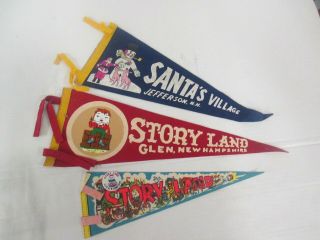 Vtg.  1970s Hampshire Theme Park Pennants - Story Land,  Santa 