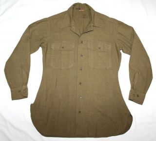 , Wwii Mustard Color Wool Combat Field Shirt,  16 X 32