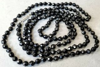 Luxurious 66 " Long Victorian Hand - Knotted French Jet Mourning Necklace