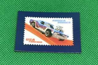 Hot Wheels 50th Anniversary Rodger Dodger Muscle Car Usa Stamp Magnet 2018 Rare
