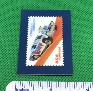 Hot Wheels 50th Anniversary Rodger Dodger Muscle Car USA Stamp Magnet 2018 Rare 3
