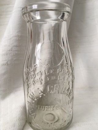 Vintage Half Pint Milk Bottle W.  A.  Croak Dairy La Grange Illinois