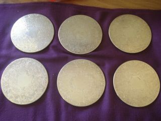 Vintage 6 X Silver Plated Coasters 4 " / 10cm Made In England